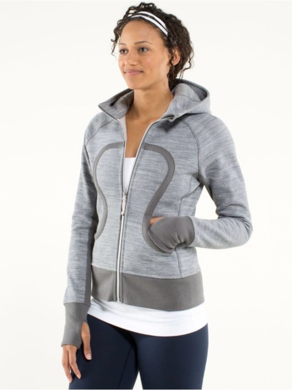 Lululemon Scuba Hoodie Stretch Lined Hood Sz 4 / XS Slate Gray Athleisure